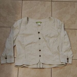 Sigrid Olsen Beige Linen Cardigan Button Front Women's Size 10